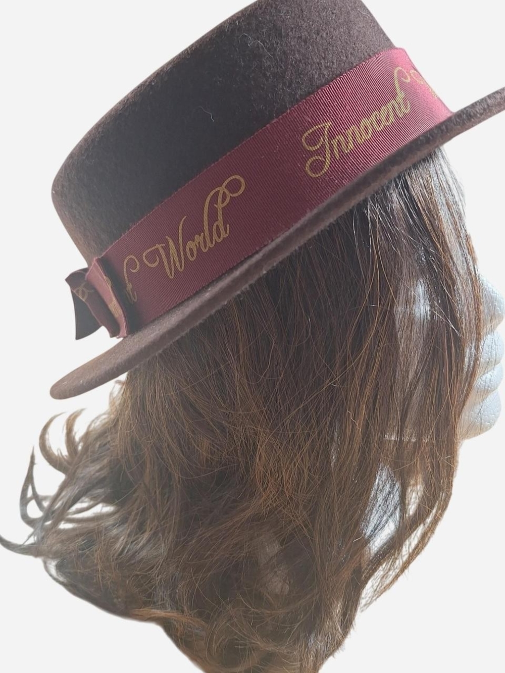 🤎 Innocent World Brown Felt Hat with Burgundy Logo Band 🎀✨